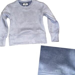 Properly tied Girls Keely Krewe periwinkle pullover lavender purple luxe suede